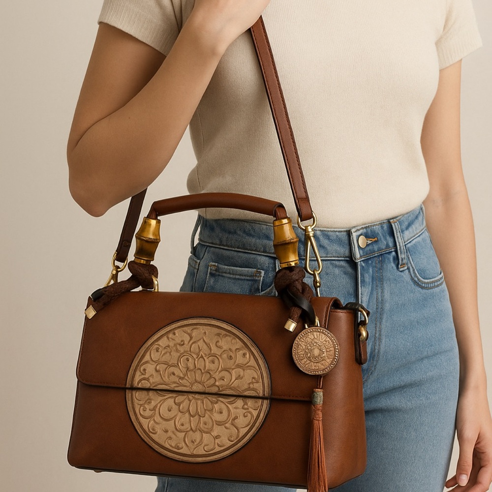 Elegant Brown Leather Handbag